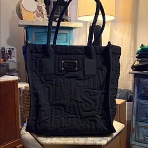 Marc Jacobs Black Quilted Nylon Logo-Tile Tote